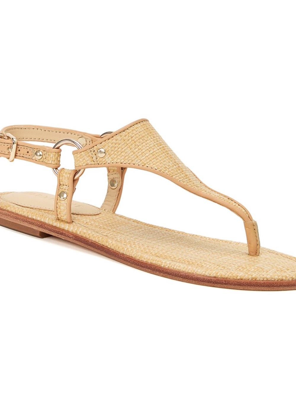 New  J. McLaughlin Tan Woven T-Strap Sandal